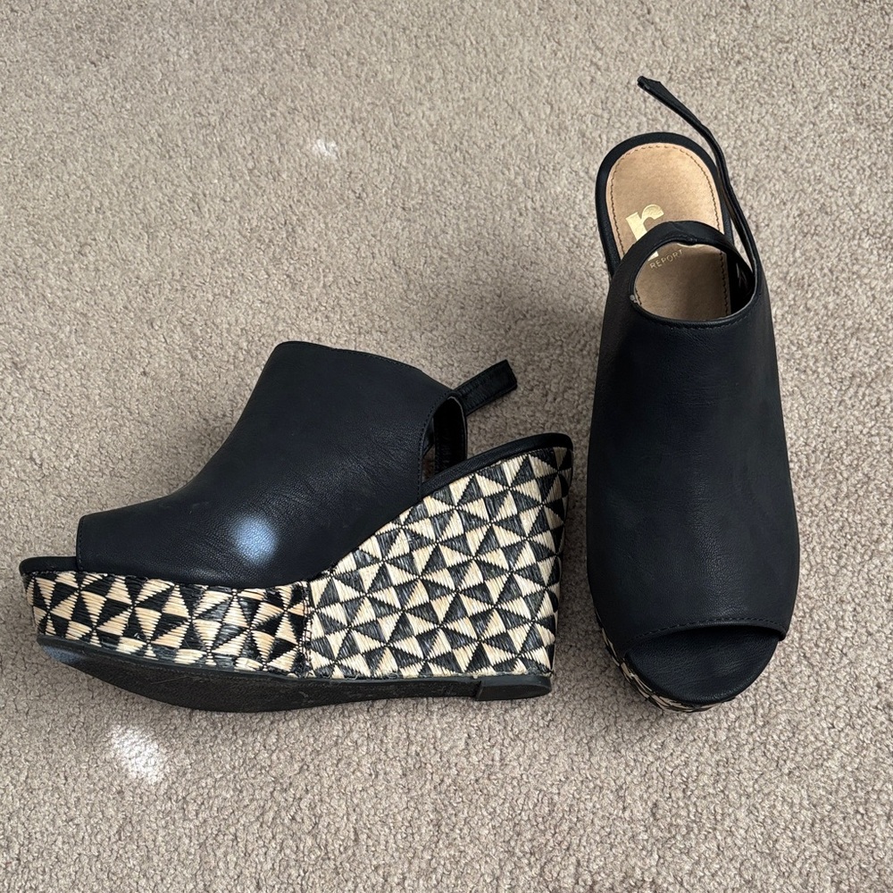 Black Wedge Sandals